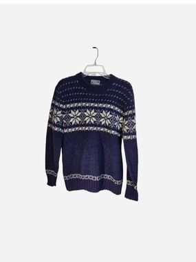 Vintage Michael Richards Wool Fair Isle Snowflake Heavy Knit Sweater Size Medium